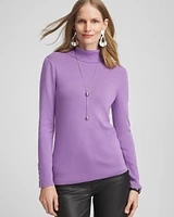 Ecovero™ Button Cuff Turtleneck Sweater