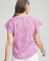 Paisley Slub Keyhole Neck Tee