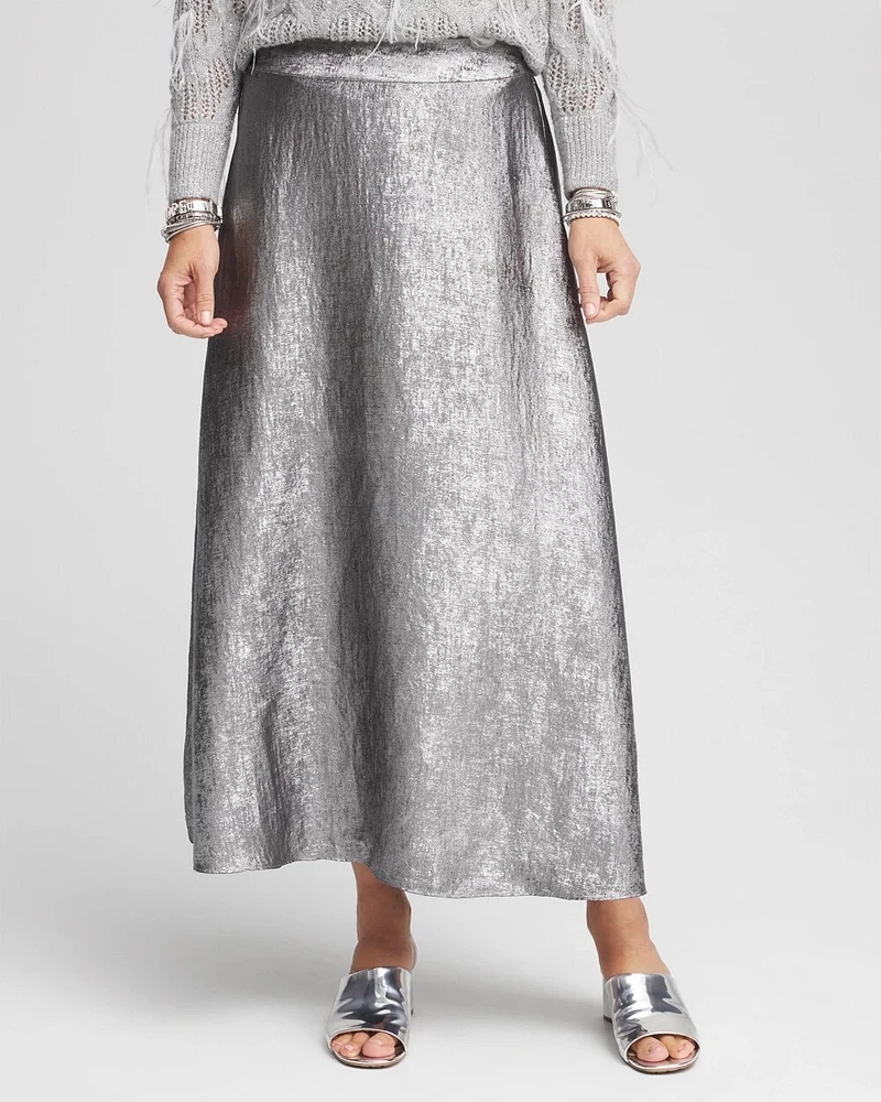 Metallic Satin Maxi Skirt