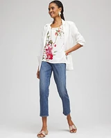Floral Sweater Trim Linen Tee