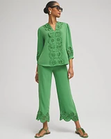 Petite Satin Eyelet Hem Culottes