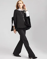 Faux Fur Trim Cashmere Blend Poncho
