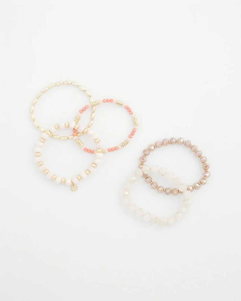 Pink Stretch Set of Five Bracelets