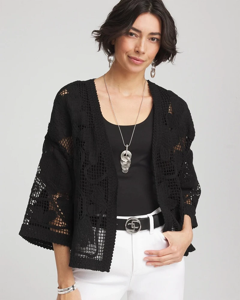 Cutwork Crochet-Lace Short Kimono