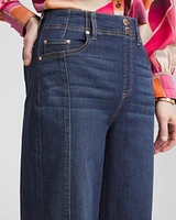 Pull-On Wide-Leg Cropped Jeans