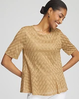 Metallic Crochet-Lace Peplum Tee