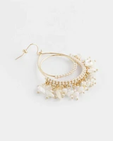 No Droop® White Fringe Hoop Earrings