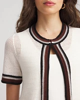 Pointelle High-Style Short-Sleeve Cardigan