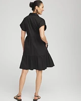 Poplin Diagonal Button Front Dress