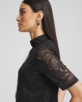 Lace Mock-Neck Short Sleeve Tee