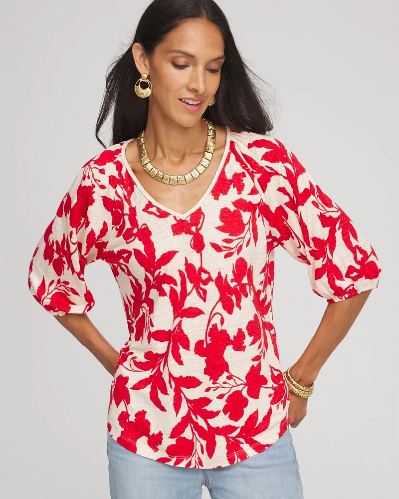Floral Braided Linen Top