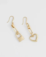Padlock & Heart Earrings