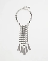 Silver Tone Tassel Statement Necklace