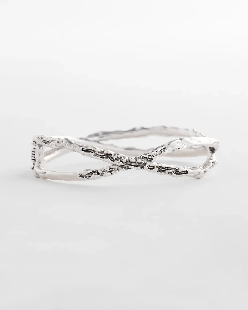 Silvertone Hinge Cuff Bracelet