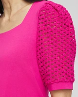 Touch of Cool™ Crochet Lace Square-Neck Tee