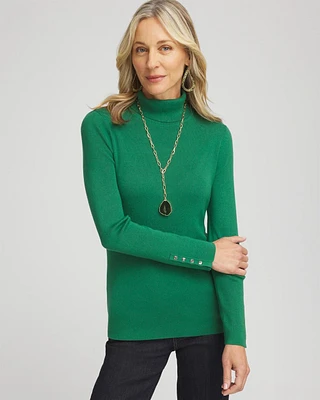 Ecovero™ Button Cuff Turtleneck Sweater