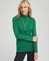Ecovero™ Button Cuff Turtleneck Sweater