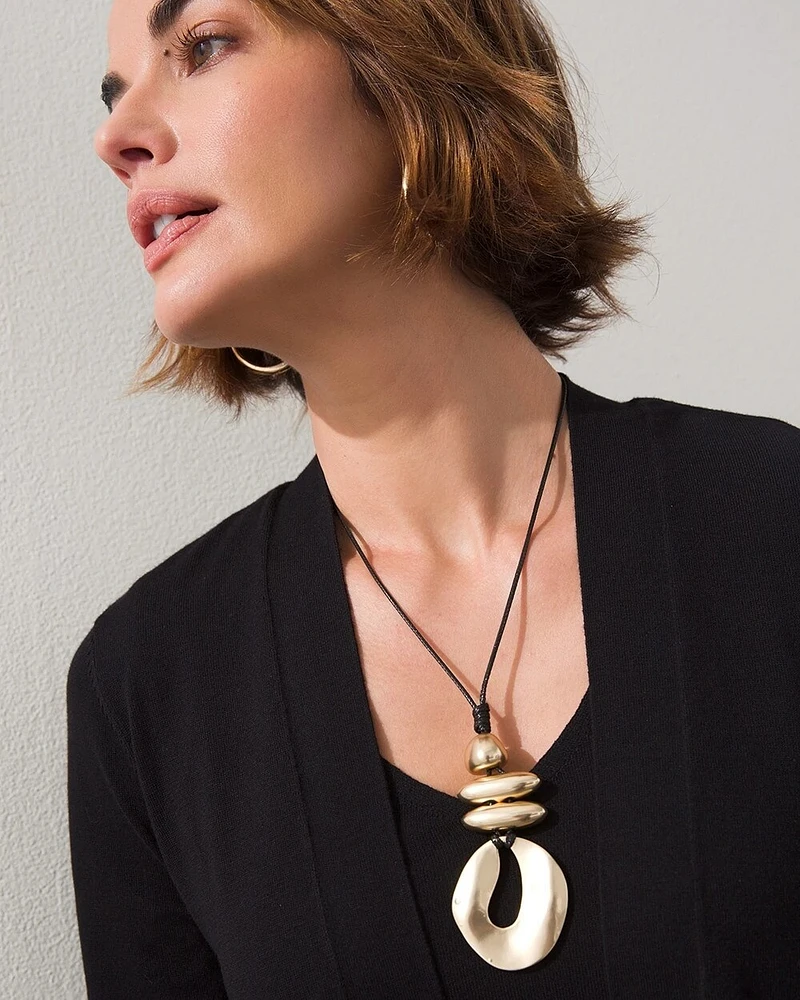 Gold Tone Adjustable Pendant Necklace