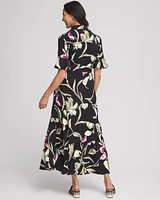 Elbow-sleeve Tiered Maxi Dress