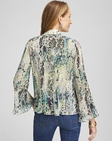 Animal Print Pleated Blouse