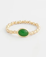 Green Agate Bezel Stretch Bracelet