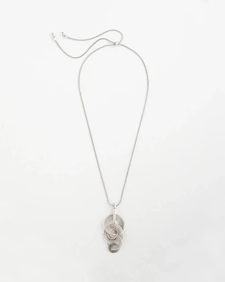Silvertone Concentric Circles Pendant Necklace