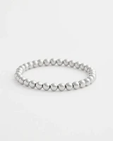 Small Beaded Silver Tone Stretch Bracelet