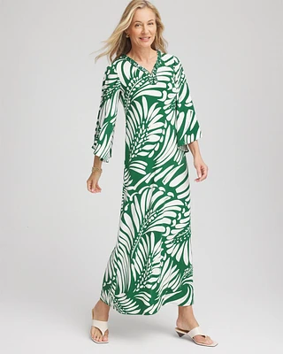Palm-Front-Motif Beaded Knit Maxi Dress