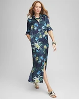 Satin Floral Maxi Shirtdress