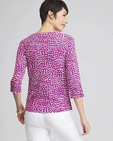 Squares 3/4 Sleeve Button Tee