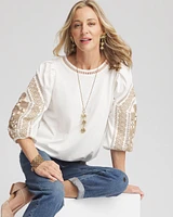 Bubble Hem Pleated Cotton Top