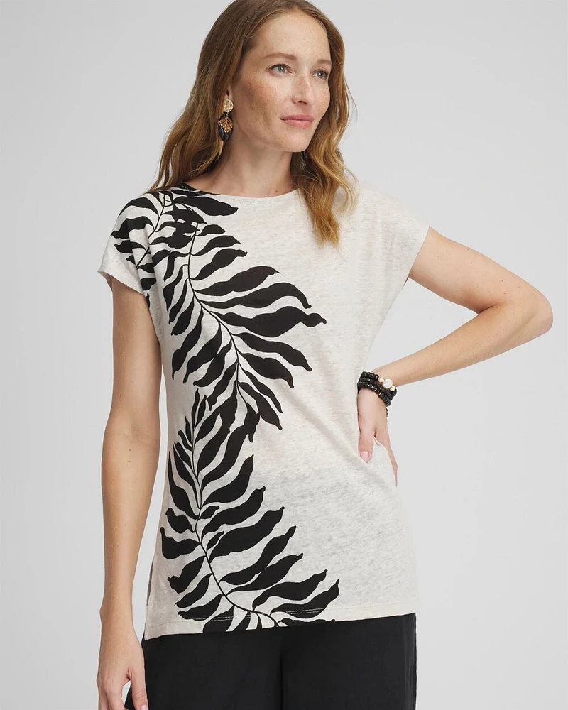 Leaf Print Linen Tunic