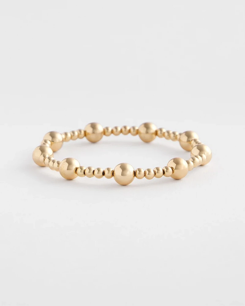 Gold-tone Medium Bead Stretch Bracelet
