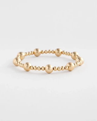 Gold-tone Medium Bead Stretch Bracelet