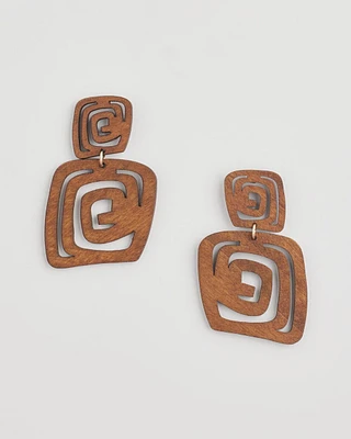 No Droop® Wood Geo Drop Earrings