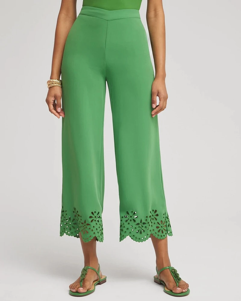Petite Satin Eyelet Hem Culottes