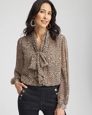 Leopard Print Bow Blouse
