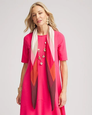 Pleated Colorblock Print Scarf