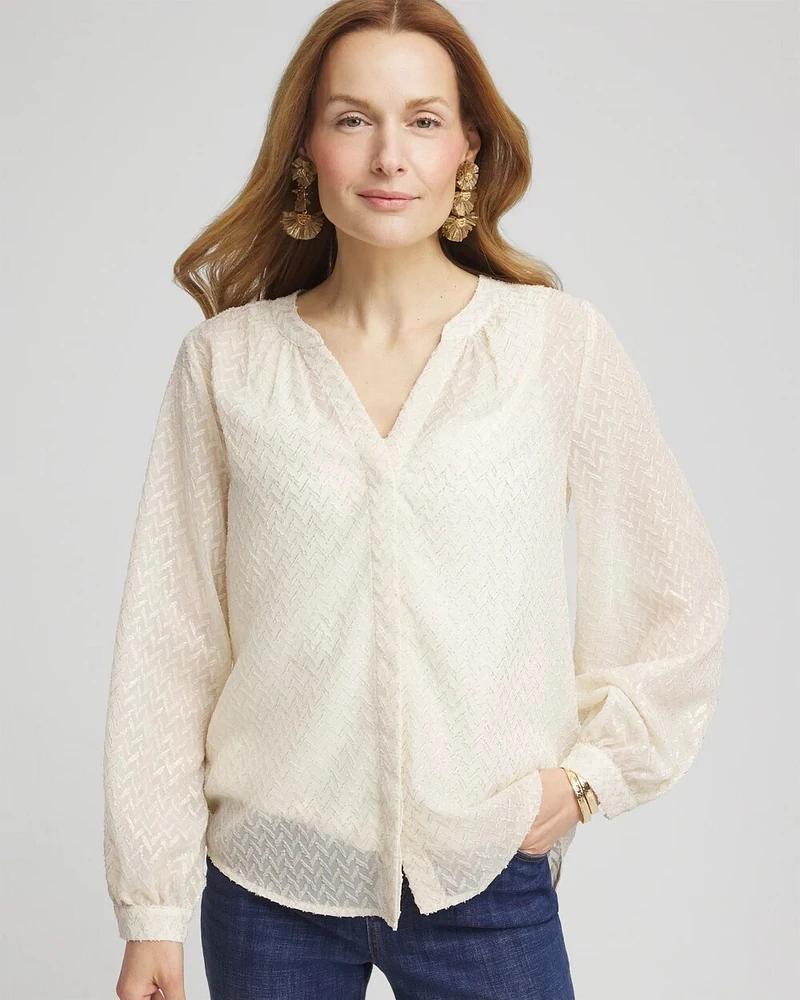 Chevron Blouson Sleeve Blouse