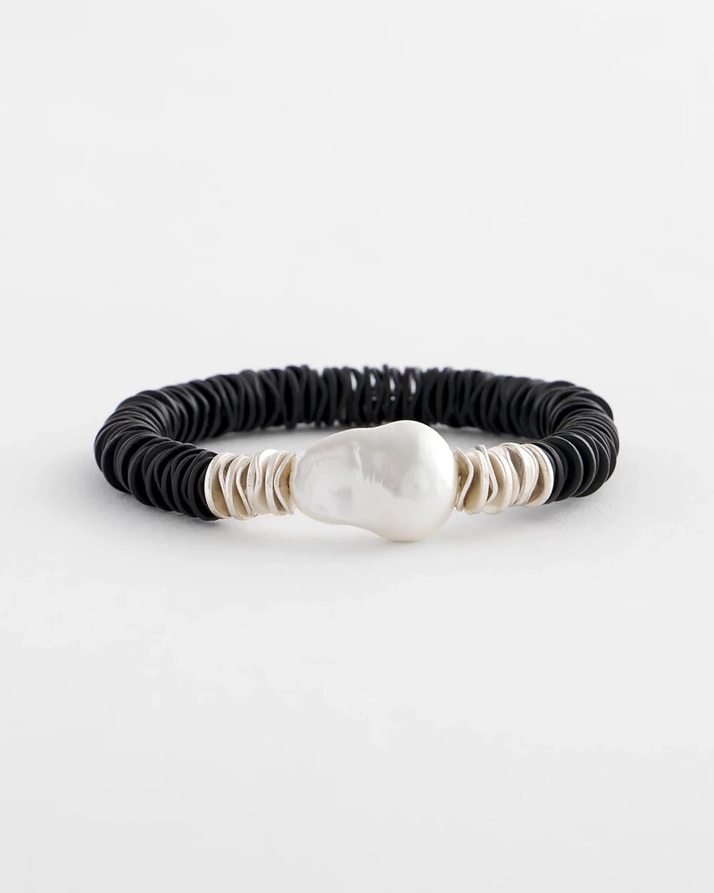 Black Bead Stretch Bracelet