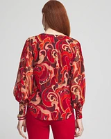 Priya Swirl Pintuck-Sleeve Blouse