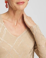 Foil Plaid V-Neck Pullover