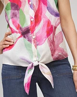 No Iron™ Bloom Linen Tie-Front Shirt