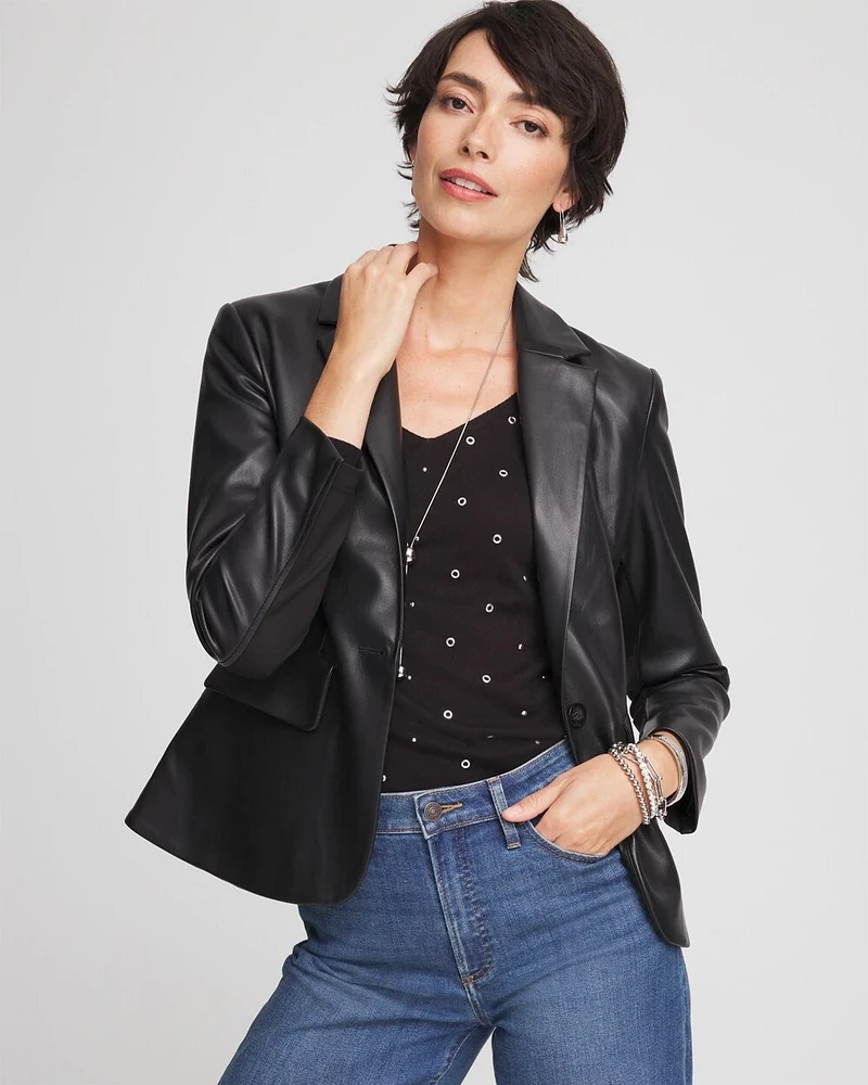 Faux Leather Peplum Blazer
