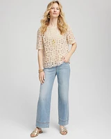 Short-Sleeve Crochet Top