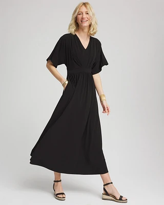 Flutter-Sleeved Jersey Maxi Dress