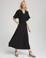 Flutter-Sleeved Jersey Maxi Dress