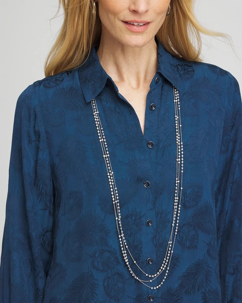 Multi Strand Blue & Silver Tone Necklace