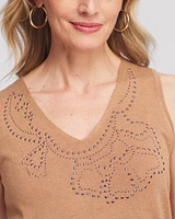 Floral Heatset V-neck Sweater Tank