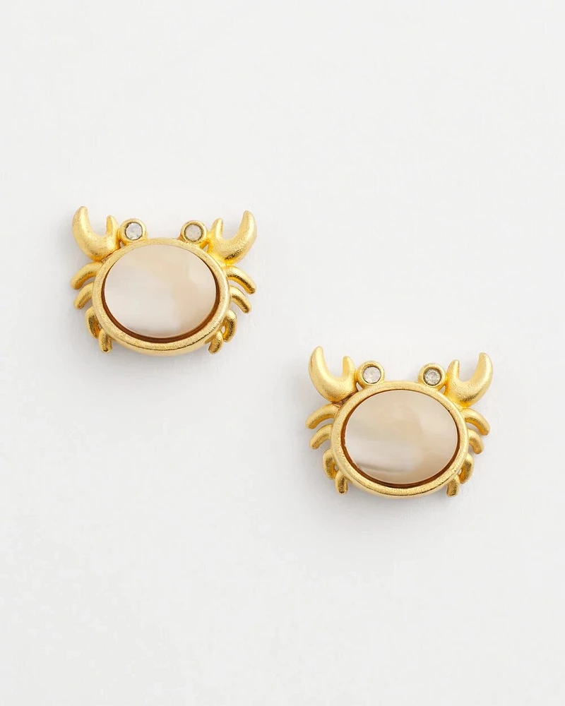 No Droop® Agate Stone Crab Stud Earrings